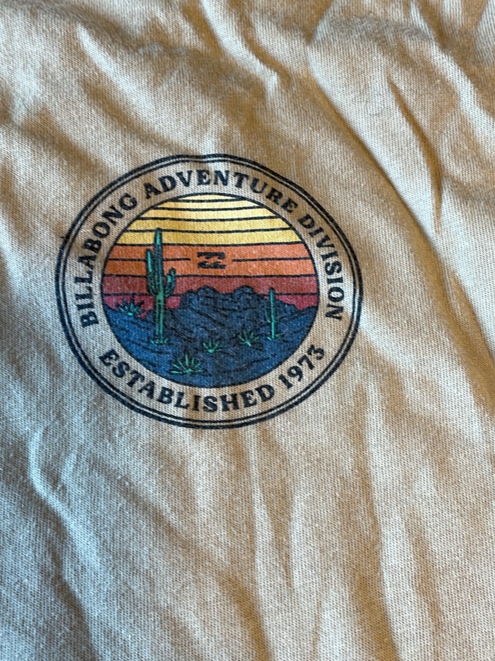 Billabong Tan Short-Sleeve Graphic Tee with Sunset Patch